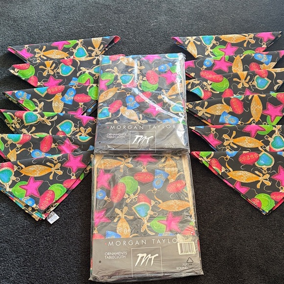 Morgan Taylor Festive Ornament Napkins - Pink Blue Gold